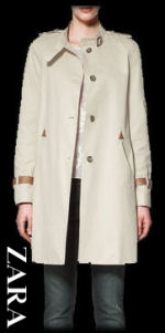 Zara Contrasting Leather Detail Trench